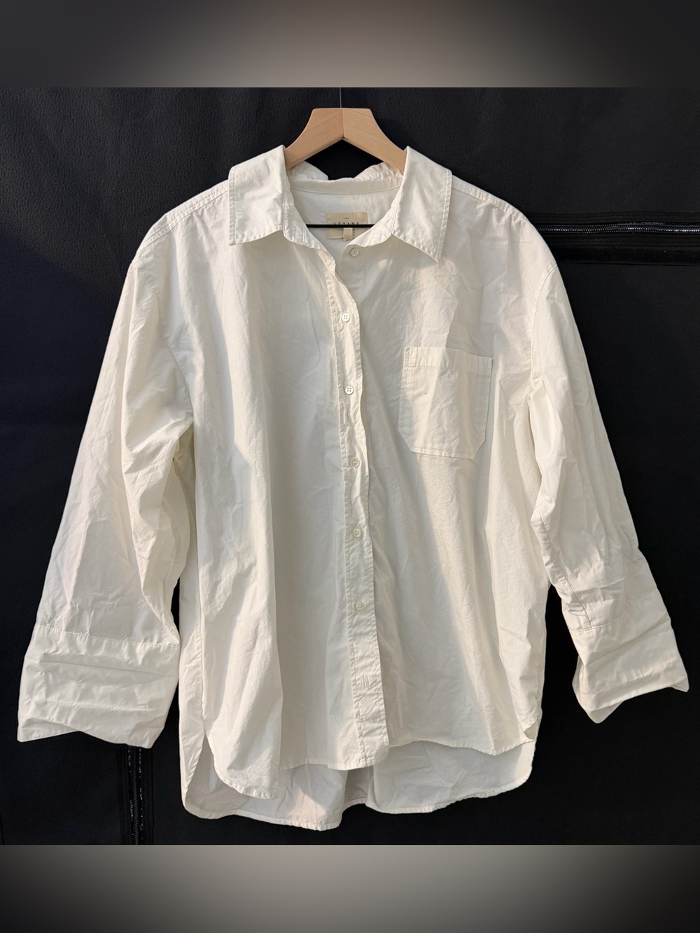 Sezane White Cotton Casual 3/4 Sleeve Oversized Collared Shirt 12 Work Office